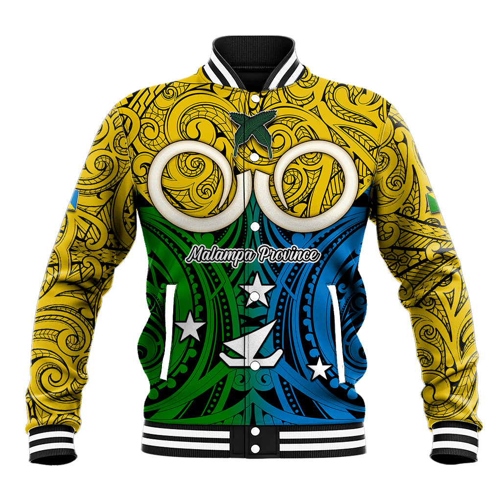 Vanuatu Malampa Province Baseball Jacket Pig Tusk Mix Maori Pattern and Namele Leaf LT03 Unisex Yellow - Polynesian Pride