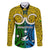 Vanuatu Malampa Province Family Matching Off Shoulder Short Dress and Hawaiian Shirt Pig Tusk Mix Maori Pattern and Namele Leaf LT03 Dad's Shirt - Long Sleeve Yellow - Polynesian Pride