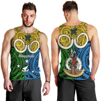 Vanuatu Malampa Province Men Tank Top Pig Tusk Mix Maori Pattern and Namele Leaf LT03 - Polynesian Pride