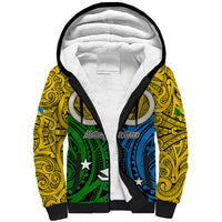 Vanuatu Malampa Province Sherpa Hoodie Pig Tusk Mix Maori Pattern and Namele Leaf LT03 Unisex Yellow - Polynesian Pride