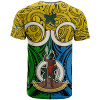 Vanuatu Malampa Province T Shirt Pig Tusk Mix Maori Pattern and Namele Leaf LT03 - Polynesian Pride