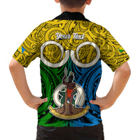 Personalised Vanuatu Malampa Province Family Matching Off Shoulder Long Sleeve Dress and Hawaiian Shirt Pig Tusk Mix Maori Pattern and Namele Leaf LT03 - Polynesian Pride