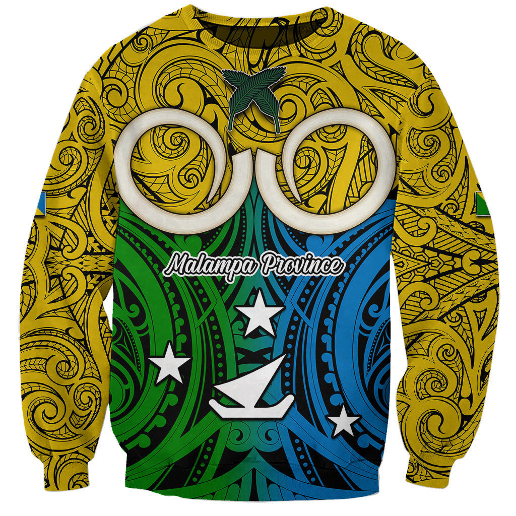 Personalised Vanuatu Malampa Province Sweatshirt Pig Tusk Mix Maori Pattern and Namele Leaf LT03 Unisex Yellow - Polynesian Pride