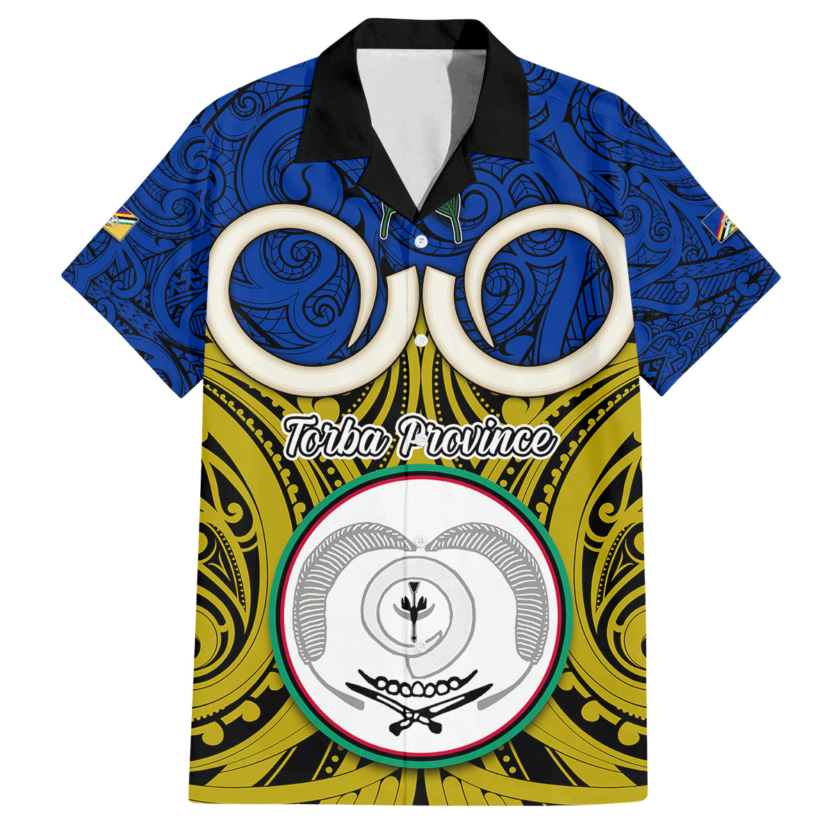 Vanuatu Torba Province Kid Hawaiian Shirt Pig Tusk Mix Maori Pattern and Namele Leaf LT03 Kid Blue - Polynesian Pride