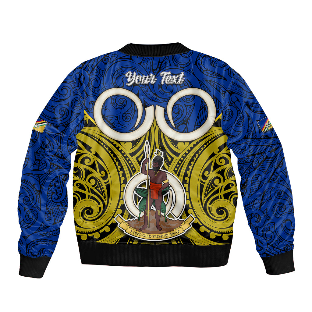 Personalised Vanuatu Torba Province Bomber Jacket Pig Tusk Mix Maori Pattern and Namele Leaf LT03 - Polynesian Pride