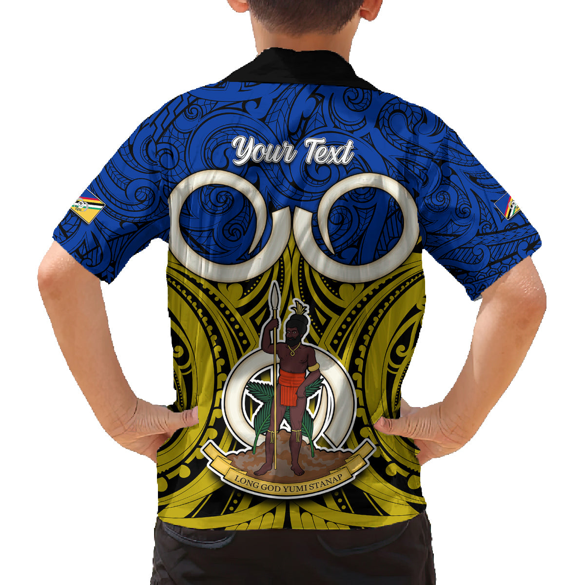 Personalised Vanuatu Torba Province Family Matching Off Shoulder Long Sleeve Dress and Hawaiian Shirt Pig Tusk Mix Maori Pattern and Namele Leaf LT03 - Polynesian Pride