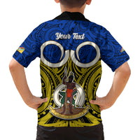 Personalised Vanuatu Torba Province Family Matching Off Shoulder Long Sleeve Dress and Hawaiian Shirt Pig Tusk Mix Maori Pattern and Namele Leaf LT03 - Polynesian Pride