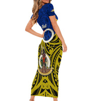 Personalised Vanuatu Torba Province Family Matching Short Sleeve Bodycon Dress and Hawaiian Shirt Pig Tusk Mix Maori Pattern and Namele Leaf LT03 - Polynesian Pride