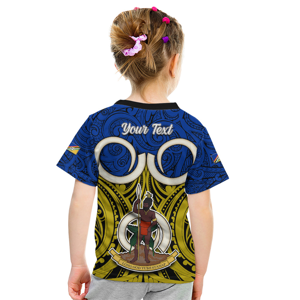 Personalised Vanuatu Torba Province Kid T Shirt Pig Tusk Mix Maori Pattern and Namele Leaf LT03 - Polynesian Pride