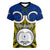 Personalised Vanuatu Torba Province Women V Neck T Shirt Pig Tusk Mix Maori Pattern and Namele Leaf LT03 Female Blue - Polynesian Pride