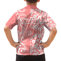 Hawaii Kauai Island Kid Hawaiian Shirt Hibiscus Pattern Seamless Tribal Simple Pink Pastel LT03 - Polynesian Pride