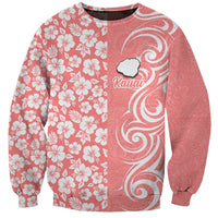Hawaii Kauai Island Sweatshirt Hibiscus Pattern Seamless Tribal Simple Pink Pastel LT03 Unisex Pink - Polynesian Pride