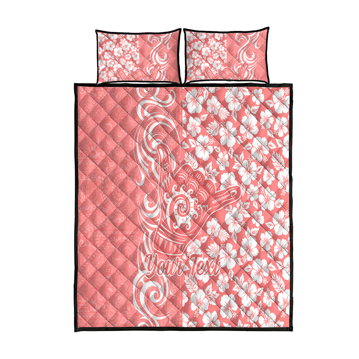 Custom Hawaii Kauai Island Quilt Bed Set Hibiscus Pattern Seamless Tribal Simple Pink Pastel LT03 Pink - Polynesian Pride
