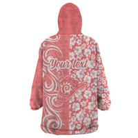 Custom Hawaii Kauai Island Wearable Blanket Hoodie Hibiscus Pattern Seamless Tribal Simple Pink Pastel LT03 - Polynesian Pride
