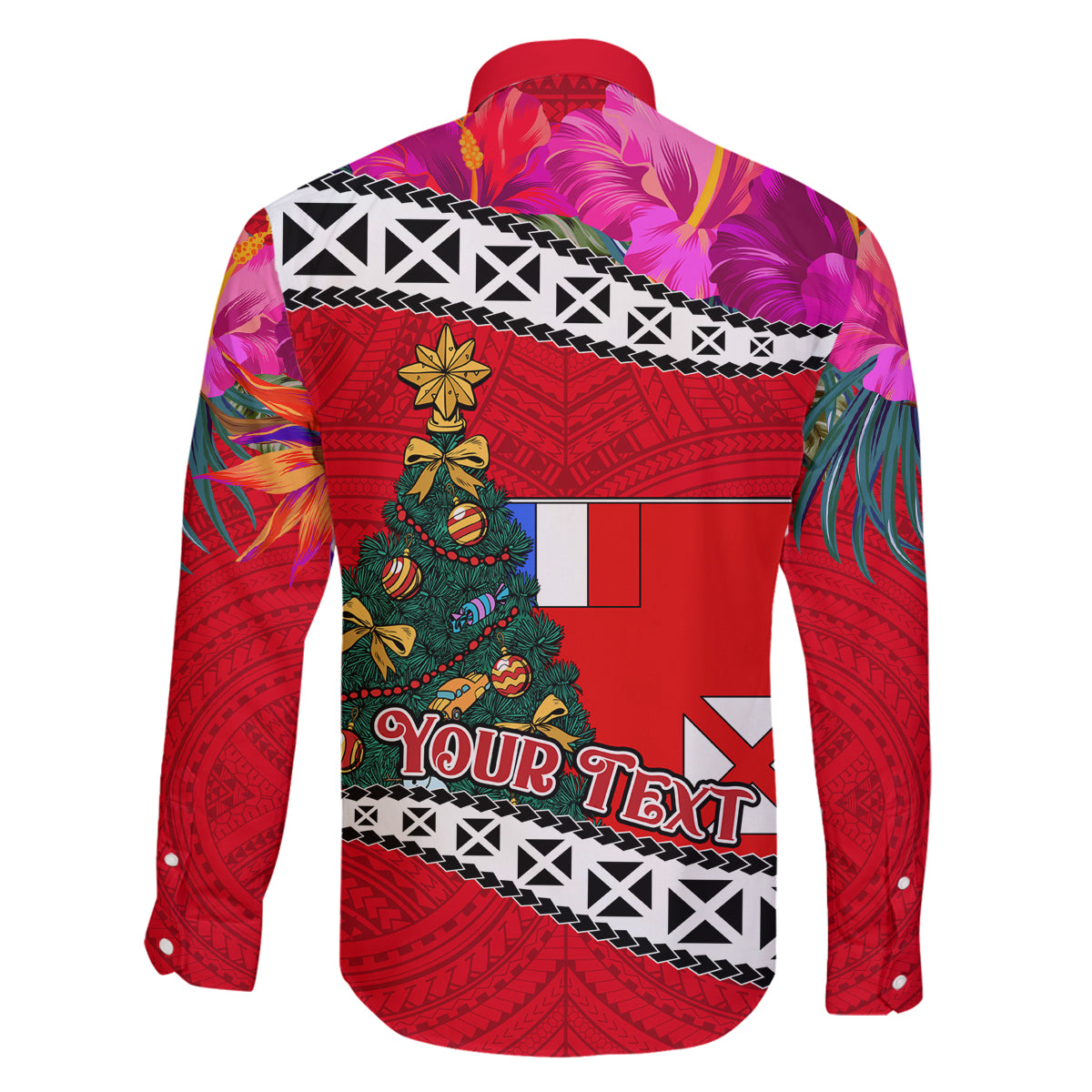 Custom Wallis and Futuna Christmas Family Matching Puletasi Dress and Hawaiian Shirt Santa Claus Holding Coat of Arms Polynesian Xmas Style LT03 - Polynesian Pride