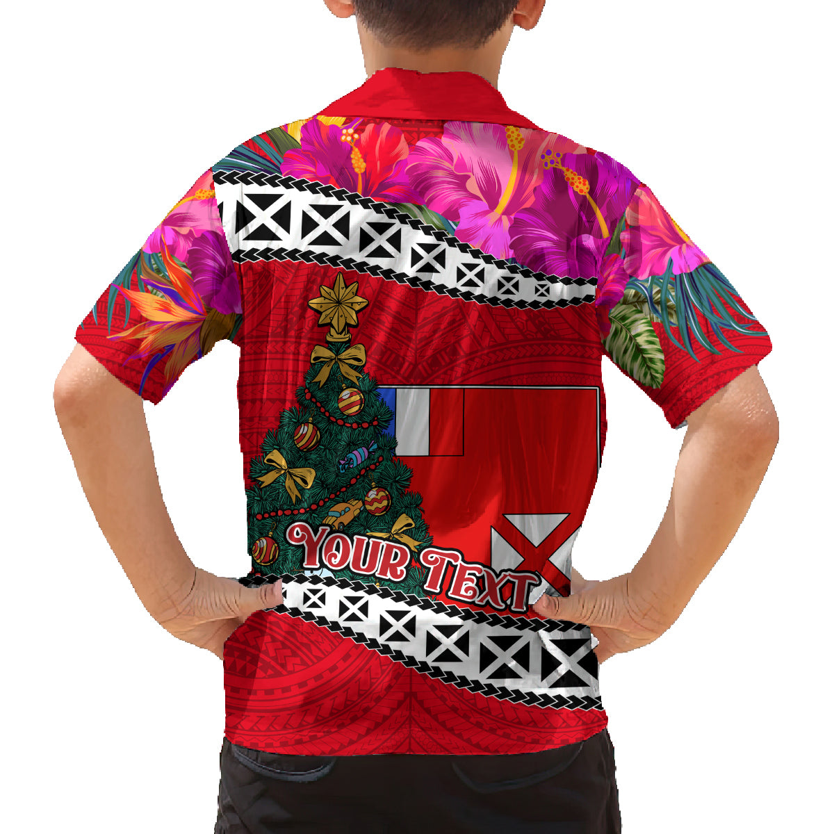 Custom Wallis and Futuna Christmas Family Matching Summer Maxi Dress and Hawaiian Shirt Santa Claus Holding Coat of Arms Polynesian Xmas Style LT03 - Polynesian Pride