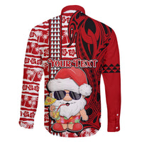 Custom Mele Kalikimaka Hawaii Christmas Family Matching Off Shoulder Maxi Dress and Hawaiian Shirt Santa Claus Kakau Tribal Mix Polynesia Tattoo LT03 - Polynesian Pride