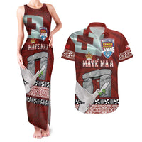 Mate Ma'a Tonga Couples Matching Tank Maxi Dress and Hawaiian Shirt Haʻamonga ʻa Maui and White Dove - Tongan Kupesi Ngatu