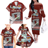 Mate Ma'a Tonga Family Matching Off The Shoulder Long Sleeve Dress and Hawaiian Shirt Haamonga a Maui and White Dove - Tongan Kupesi Ngatu LT03 - Polynesian Pride