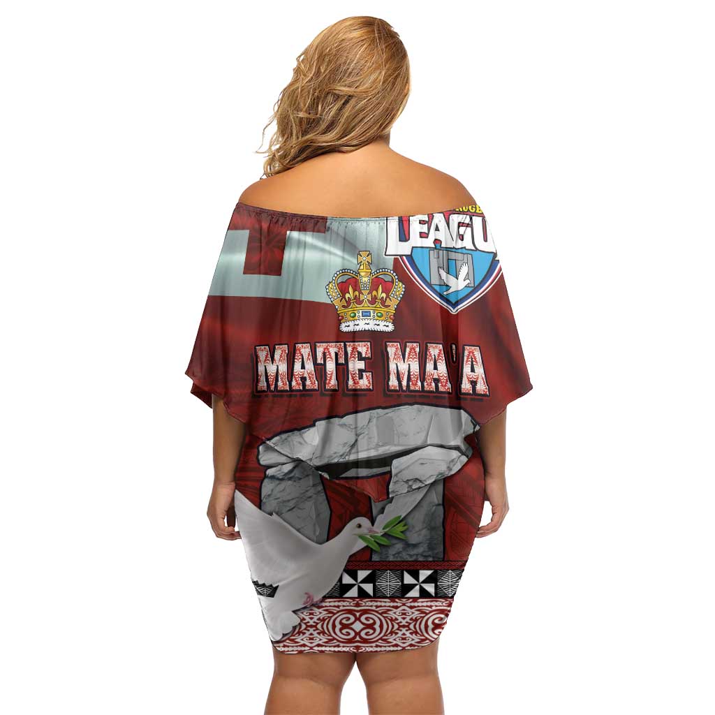 Mate Ma'a Tonga Family Matching Off Shoulder Short Dress and Hawaiian Shirt Haamonga a Maui and White Dove - Tongan Kupesi Ngatu LT03 - Polynesian Pride