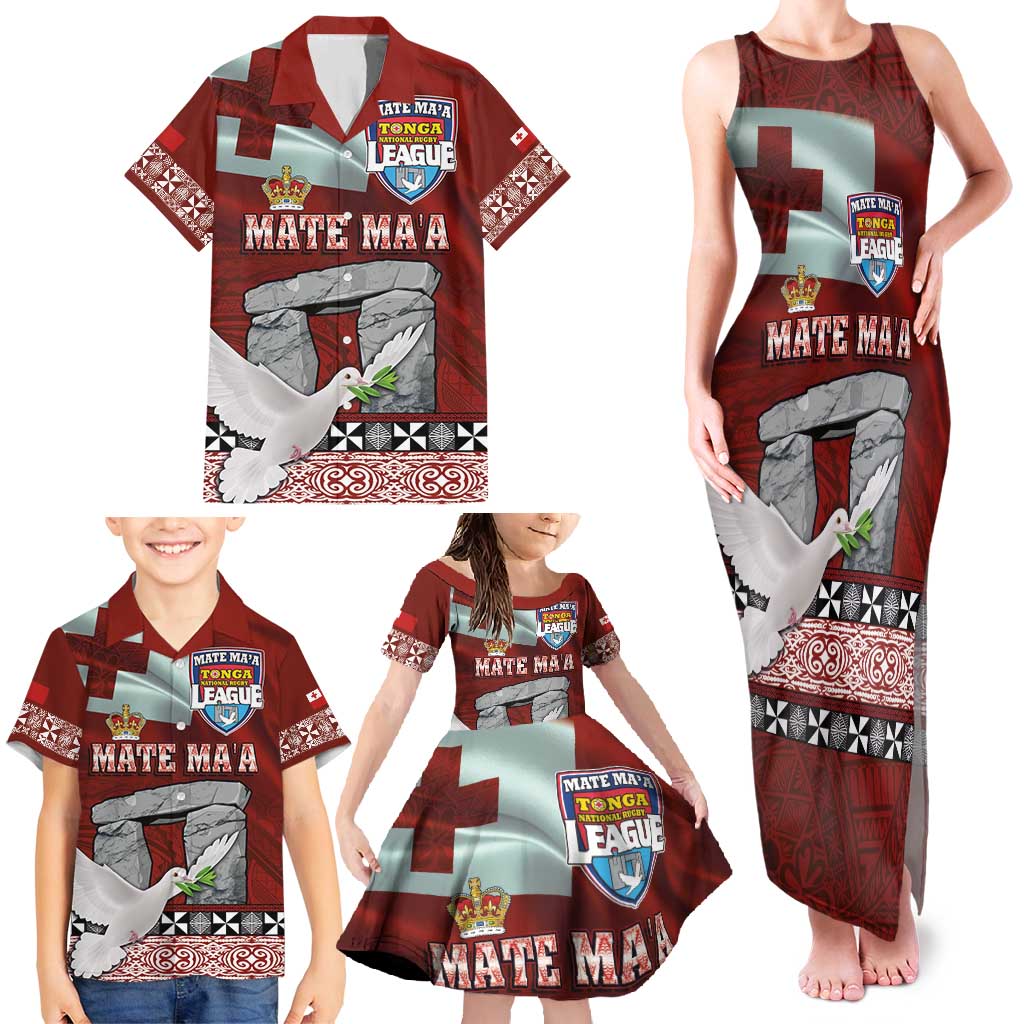 Mate Ma'a Tonga Family Matching Tank Maxi Dress and Hawaiian Shirt Haamonga a Maui and White Dove - Tongan Kupesi Ngatu LT03 - Polynesian Pride