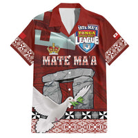 Mate Ma'a Tonga Family Matching Tank Maxi Dress and Hawaiian Shirt Haamonga a Maui and White Dove - Tongan Kupesi Ngatu LT03 Dad's Shirt - Short Sleeve Red - Polynesian Pride