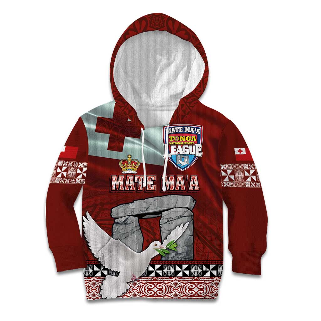 Mate Ma'a Tonga Kid Hoodie Haʻamonga ʻa Maui and White Dove - Tongan Kupesi Ngatu