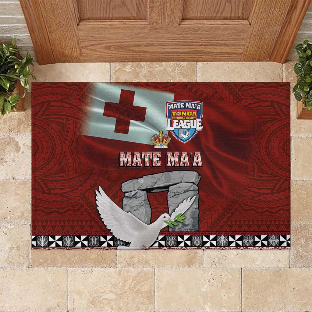 Mate Ma'a Tonga Rubber Doormat Haʻamonga ʻa Maui and White Dove - Tongan Kupesi Ngatu