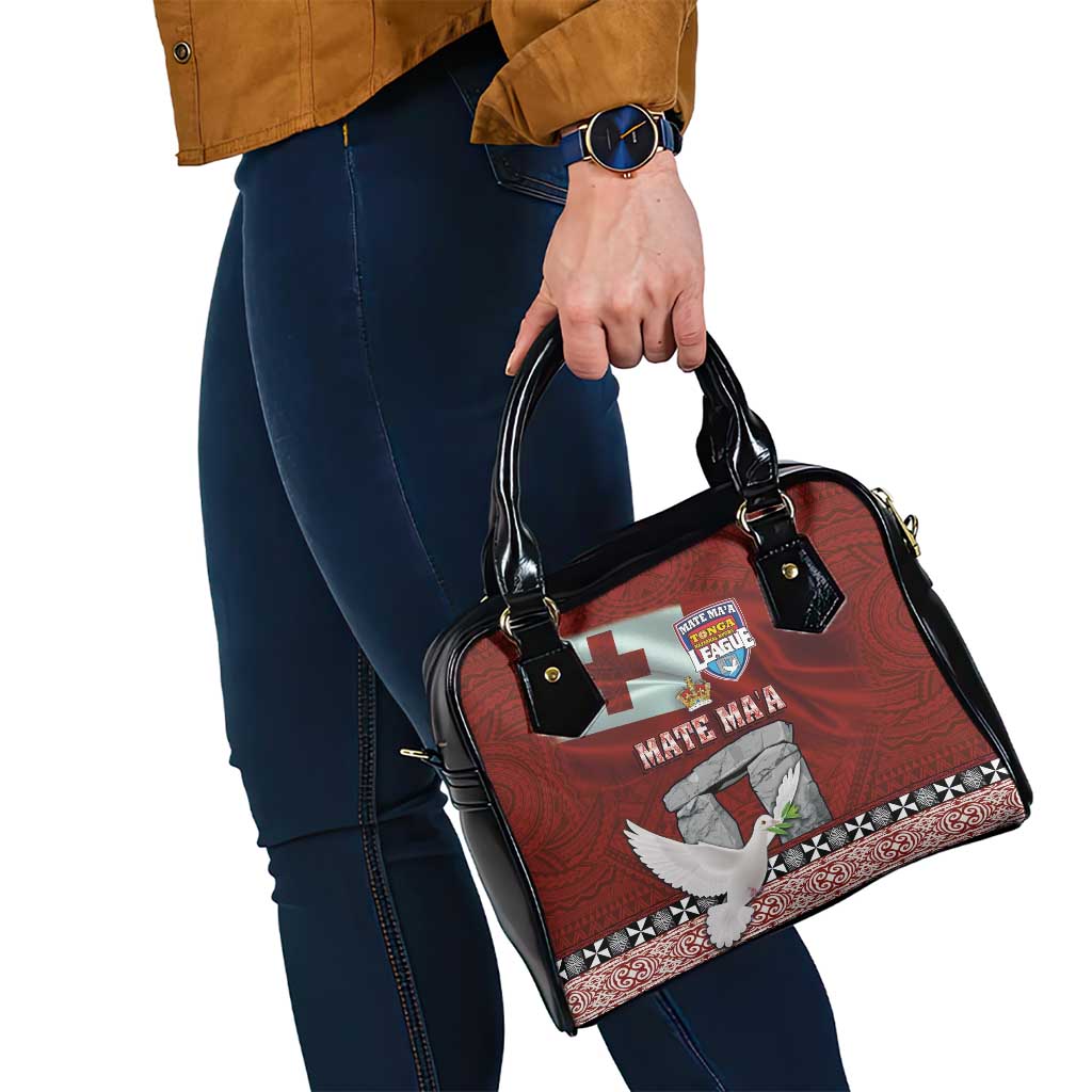 Mate Ma'a Tonga Shoulder Handbag Haʻamonga ʻa Maui and White Dove - Tongan Kupesi Ngatu