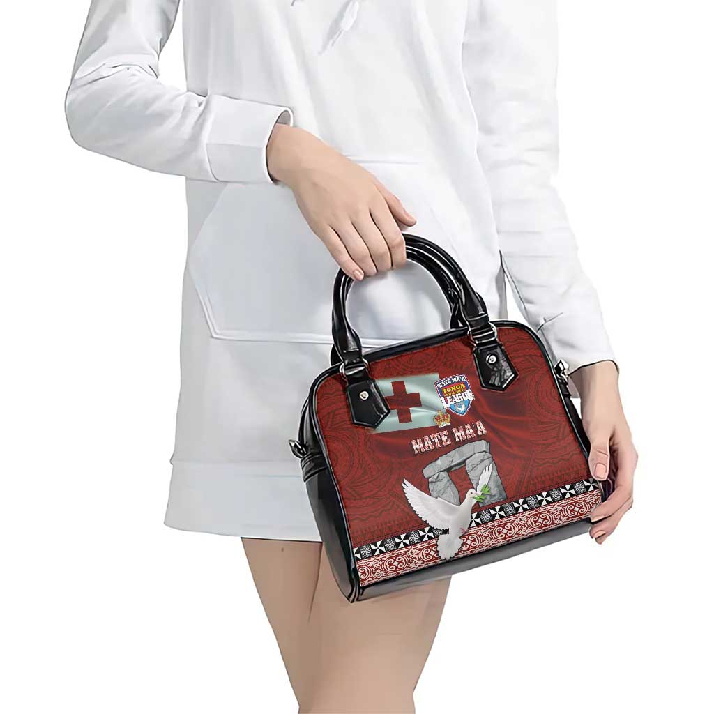 Mate Ma'a Tonga Shoulder Handbag Haʻamonga ʻa Maui and White Dove - Tongan Kupesi Ngatu