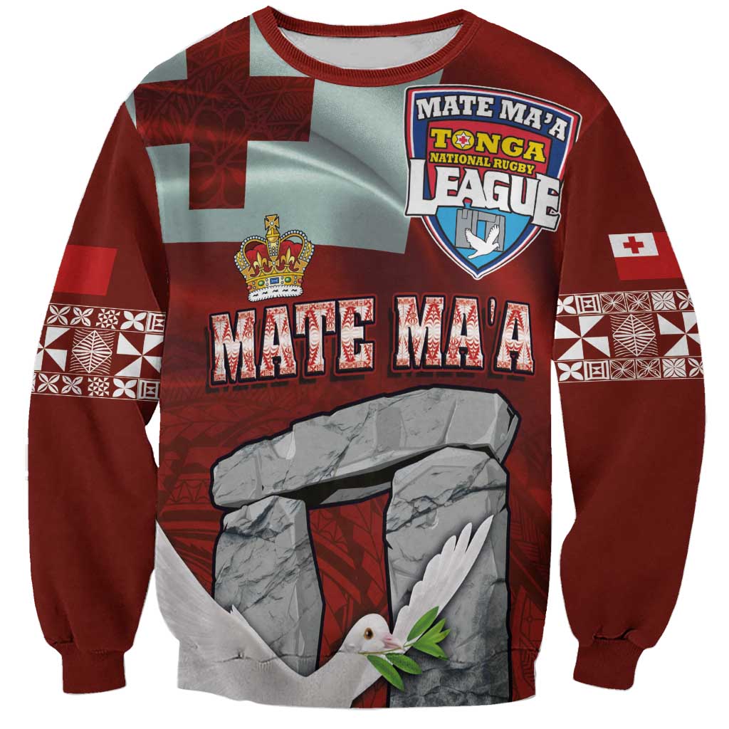 Mate Ma'a Tonga Sweatshirt Haʻamonga ʻa Maui and White Dove - Tongan Kupesi Ngatu