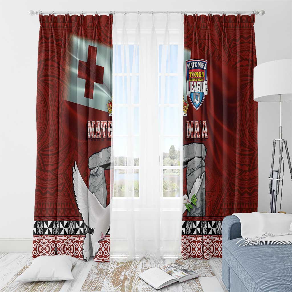 Mate Ma'a Tonga Window Curtain Haʻamonga ʻa Maui and White Dove - Tongan Kupesi Ngatu
