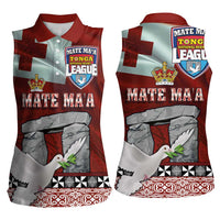 Mate Ma'a Tonga Women Sleeveless Polo Shirt Haʻamonga ʻa Maui and White Dove - Tongan Kupesi Ngatu