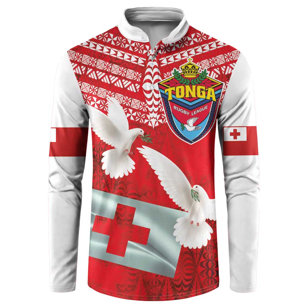 Mate Ma'a Tonga Button Sweatshirt Douple White Dove and Kupesi Ngatu Art Tattoo