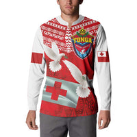 Mate Ma'a Tonga Button Sweatshirt Douple White Dove and Kupesi Ngatu Art Tattoo