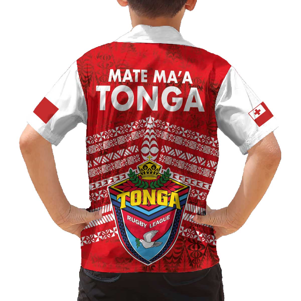 Mate Ma'a Tonga Family Matching Off The Shoulder Long Sleeve Dress and Hawaiian Shirt Double White Dove and Kupesi Ngatu Art Tattoo LT03 - Polynesian Pride