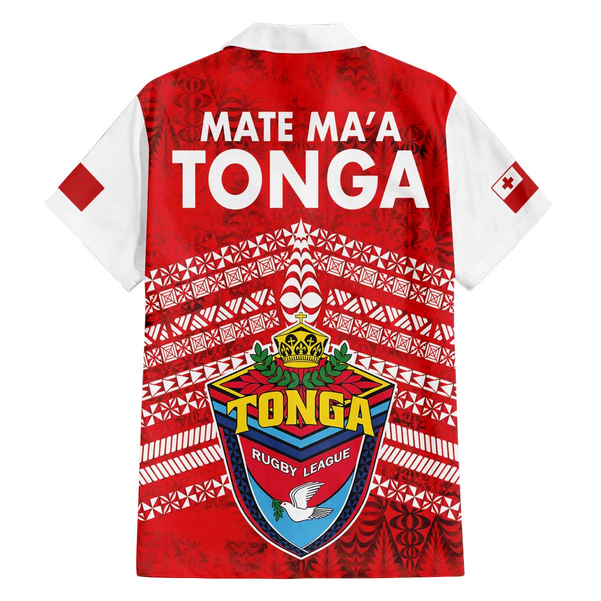 Mate Ma'a Tonga Family Matching Off The Shoulder Long Sleeve Dress and Hawaiian Shirt Double White Dove and Kupesi Ngatu Art Tattoo LT03 - Polynesian Pride
