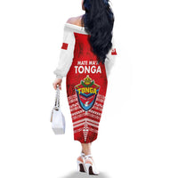Mate Ma'a Tonga Family Matching Off The Shoulder Long Sleeve Dress and Hawaiian Shirt Double White Dove and Kupesi Ngatu Art Tattoo LT03 - Polynesian Pride
