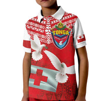 Mate Ma'a Tonga Kid Polo Shirt Douple White Dove and Kupesi Ngatu Art Tattoo