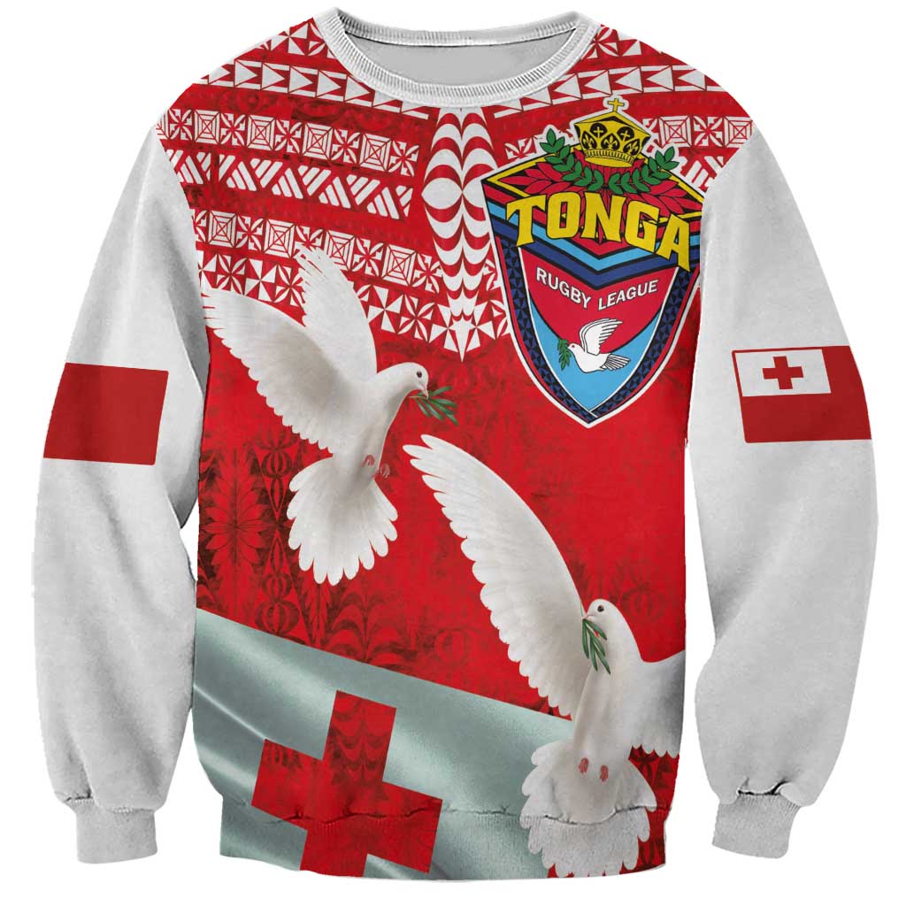 Mate Ma'a Tonga Sweatshirt Douple White Dove and Kupesi Ngatu Art Tattoo