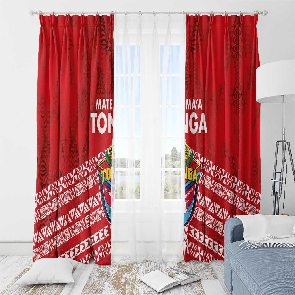 Mate Ma'a Tonga Window Curtain Douple White Dove and Kupesi Ngatu Art Tattoo
