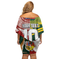 Custom Mate Ma'a Tonga and Australia Kangaroo Family Matching Off Shoulder Short Dress and Hawaiian Shirt Nation Seal with Mascot Aboriginal and Tongan Kupesi Ngatu Art LT03 - Polynesian Pride