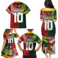 Custom Mate Ma'a Tonga and Australia Kangaroo Family Matching Puletasi and Hawaiian Shirt Nation Seal with Mascot Aboriginal and Tongan Kupesi Ngatu Art LT03 - Polynesian Pride