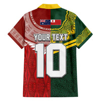 Custom Mate Ma'a Tonga and Australia Kangaroo Family Matching Puletasi and Hawaiian Shirt Nation Seal with Mascot Aboriginal and Tongan Kupesi Ngatu Art LT03 - Polynesian Pride