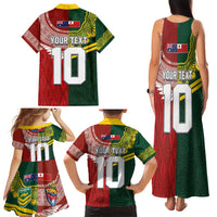 Custom Mate Ma'a Tonga and Australia Kangaroo Family Matching Tank Maxi Dress and Hawaiian Shirt Nation Seal with Mascot Aboriginal and Tongan Kupesi Ngatu Art LT03 - Polynesian Pride