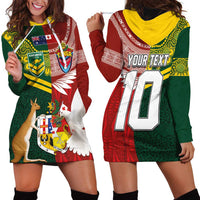 Custom Mate Ma'a Tonga and Australia Kangaroo Hoodie Dress Nation Seal with Mascot Aboriginal and Tongan Kupesi Ngatu Art LT03 - Polynesian Pride