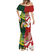 Custom Mate Ma'a Tonga and Australia Kangaroo Mermaid Dress Nation Seal with Mascot Aboriginal and Tongan Kupesi Ngatu Art LT03 - Polynesian Pride