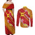 Rotuma Island Couples Matching Off Shoulder Maxi Dress and Long Sleeve Button Shirt Fijian Tapa with Polynesian Art and Hibiscus