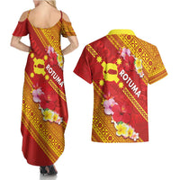 Rotuma Island Couples Matching Summer Maxi Dress and Hawaiian Shirt Fijian Tapa with Polynesian Art and Hibiscus LT03 - Polynesian Pride