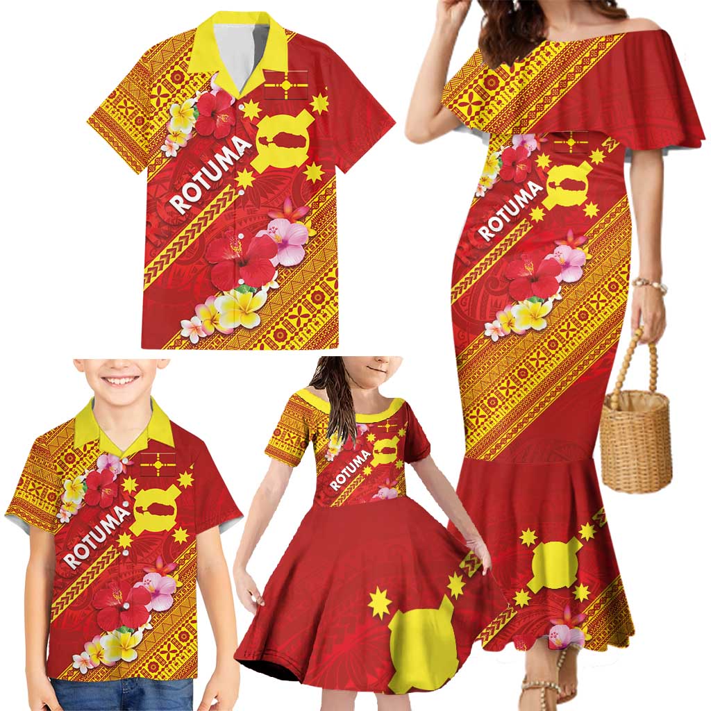 Rotuma Island Family Matching Mermaid Dress and Hawaiian Shirt Fijian Tapa with Polynesian Art and Hibiscus LT03 - Polynesian Pride